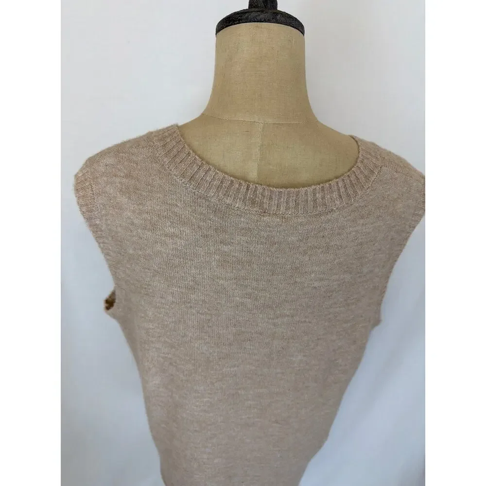 NWT Soya Concept Latte Wool Blend LONG V Neck Vest Size S #0442